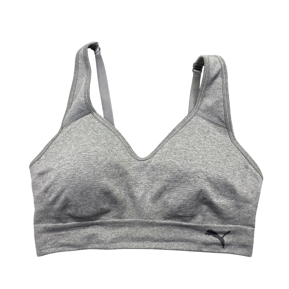 Puma Gray Seamless Sports Bra‎ Comfort Support Medium Athletic Workout